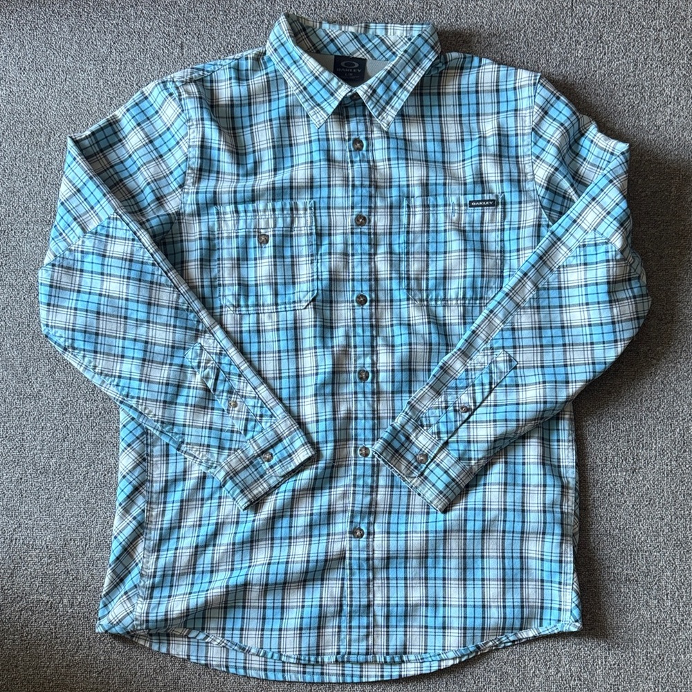 Oakley Light Blue Plaid Casual Shirt